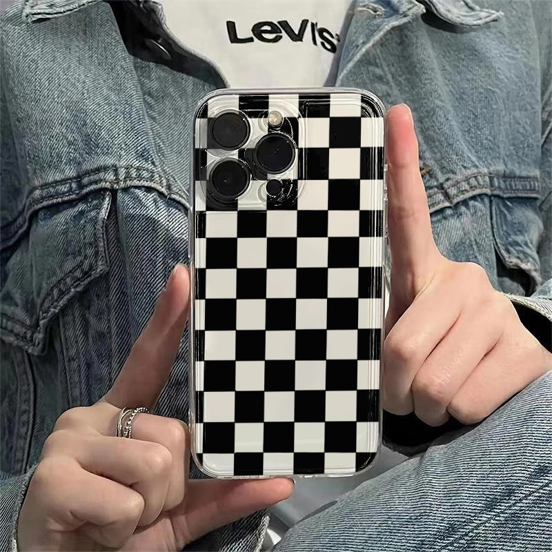 Phone Cases Xiaomi 15 - Space Black Plaid Pattern Phone Case